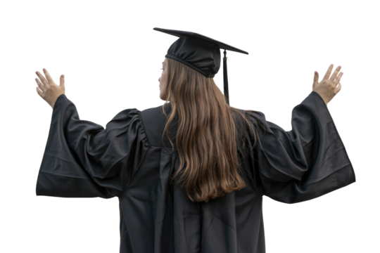 Female Graduate Celebrating, Isolated - Powered by Adobe