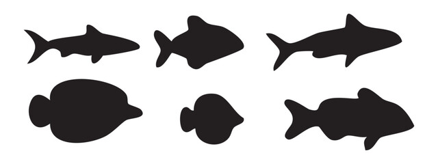 Fototapeta premium Collection of fish silhouettes