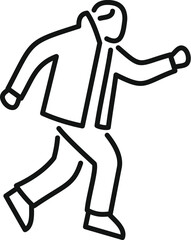 Human figure outline representing movement, walking, or progressing