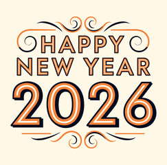 Vintage Ornamental Happy 2026 New Year