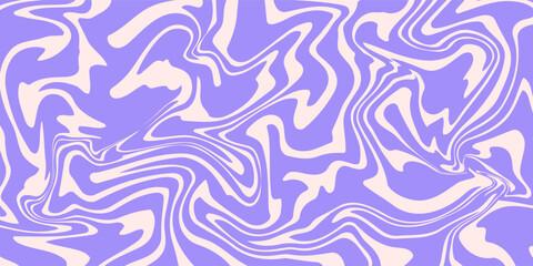 Abstract horizontal monochrome background with dynamic waves. Trendy vector illustration in style retro 60s, 70s. Beige and purple colors