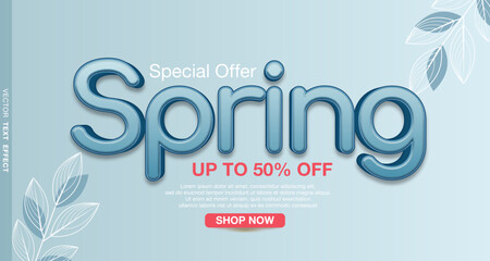 Spring design social post template with editable text effect