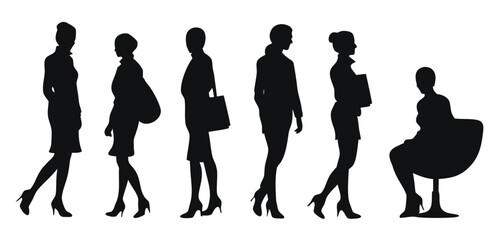 silhouette of women standing and sitting