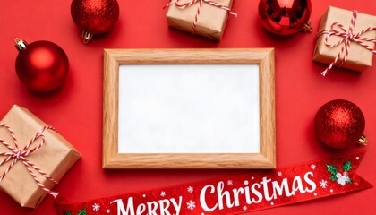 christmas greeting card with christmas decorations