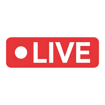 Live stream red button icon, broadcasting sign, online button symbol isolated on transparent background