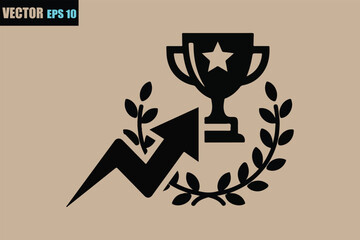 Achievement, success, growth, and victory icon with star trophy.