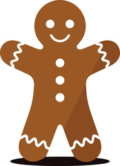 Gingerbread man isolated on transparent background