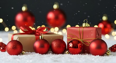 christmas background with gift boxes and decorations