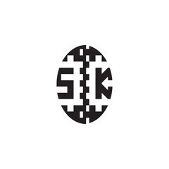 Pixel Logo Concept Bold Unique Design SK Monogram Initial Alphabet Alphabet