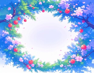 花の円形フレーム（AI生成画像）