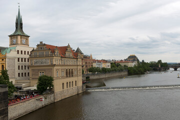 Prague, Czech Republic: A view of the city on a cloudy summer day
