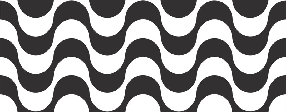 Copacabana beach sidewalk, black and white geometric artistic seamless pattern