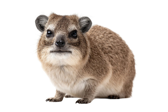 Wild rock hyrax close-up illustration isolated on transparent background