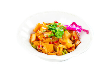 Traditional Chinese Hot Diced Lotus Root with Sauce