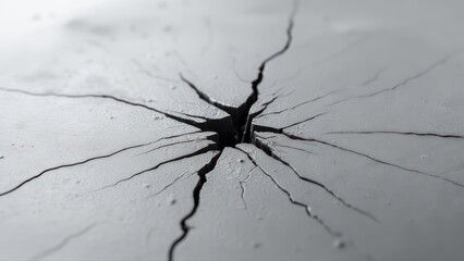 Cracked surface with radial fracture pattern