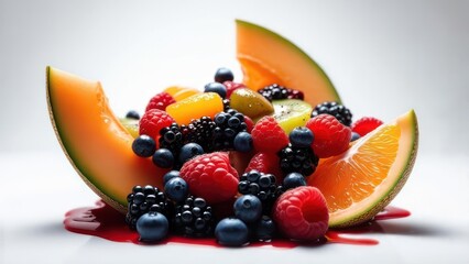Fruit salad with berries and citrus slices