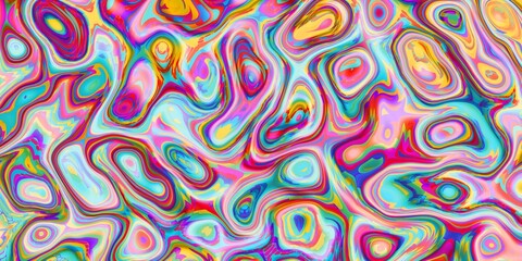 Vibrant Abstract Psychedelic pattern filled with Colorful Patterns and mesmerizing Fluid Motion, evoking dynamic energy and fluidity throughout the imaginative design