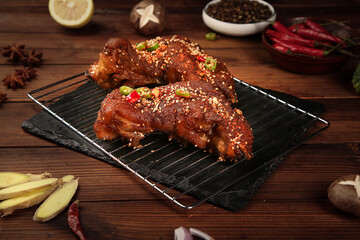 Spicy Roasted Pork Trotters with Traditional Chinese Garnish