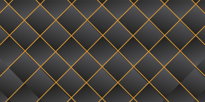 Black leather capitone background texture. Black upholstery premium dark fabric texture. Retro Chesterfield style soft tufted furniture upholstery with deep diamond pattern and buttons