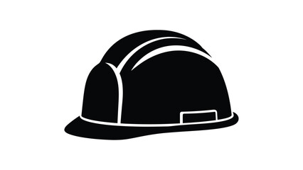 A simple black and white illustration of a construction worker s hard hat