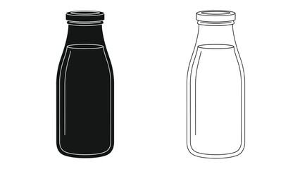 Two contrasting glass bottles one filled and dark the other empty and clear