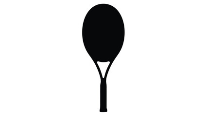 A silhouette of a black pickleball paddle against a white background