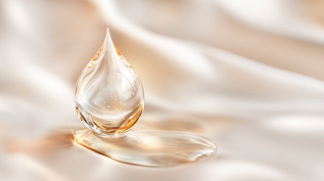 a drop of transparent serum with a pipette on a light background