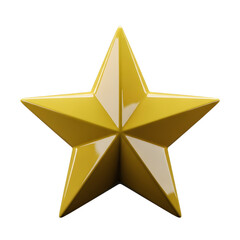 Stunning glossy golden five point star award icon shining brilliantly against a deep on white background
