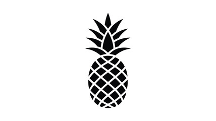 Obraz premium Simple black silhouette of a pineapple fruit with crown of leaves on white background