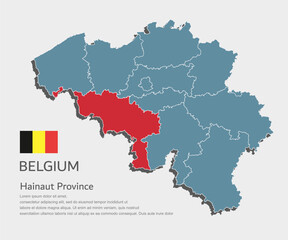 Obraz premium Vector map of Belgium - Hainaut Province