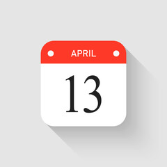Vector icon page day calendar - 13 April month