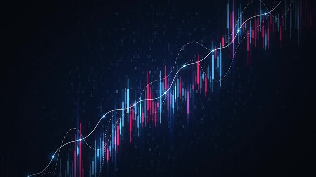 Growing Stock Market Chart - Abstract Animation Loop. Economical growth in financial industry. Rising prices of corporate shares animated background. Business bullish market financial concept