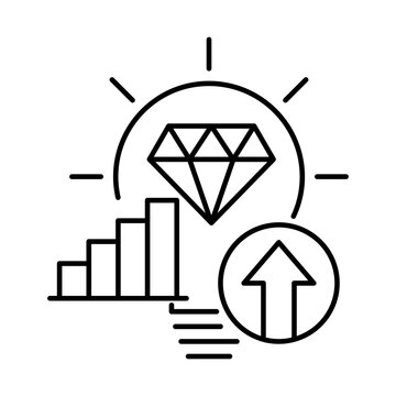 Value Creation Icon. Diamond with AI Chip. Creating Value Through Innovation, Strategy, and Technology to Drive Business Growth. Vector Icon.