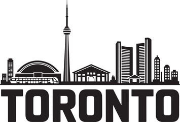 Naklejka premium Black silhouette of the toronto skyline design with lettering below