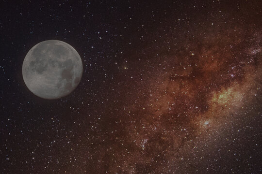 immagine lunare con scia di stelle