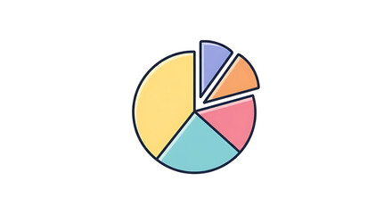 A colorful pie chart divided into five sections on white background