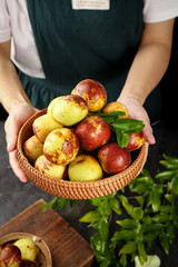 Fresh Shandong Winter Dates in Woven Basket