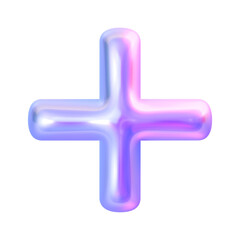 Fototapeta premium Holographic 3D plus symbol for math education, calculation tools, UI icons, medical apps, positive actions, and modern digital design projects.
