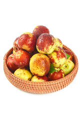 Fresh Zhanhua Jujubes in Wicker Basket, Shandong China