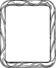 A black-and-white candy-themed rectangular frame with twisted stripes, drawn in a simple coloring-page style.
