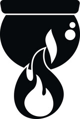 Cauldron with bubbling liquid and fire underneath, depicting a magic potion