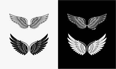 Elegant monochrome wing illustration for design
