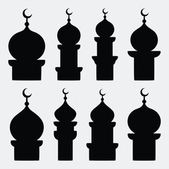 Silhouettes of mosque domes with crescent moons on top © KhandokerMehedi