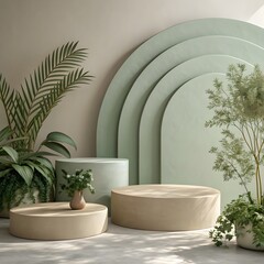 Abstract Cylinder Podium with Gradient Lighting