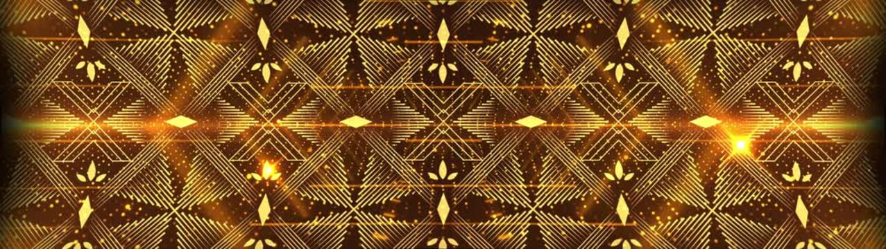 Luxurious Animated Golden Art Deco Diamond Geometric Pattern Backdrop