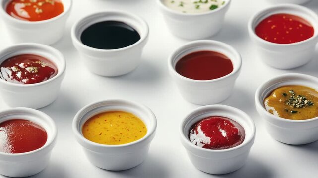 A table with cups filled with various condiments