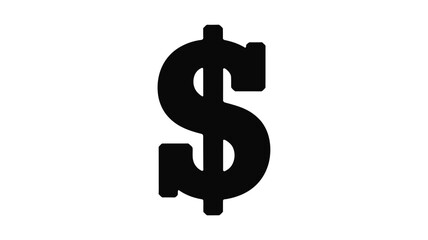 Bold black dollar sign symbol representing currency finance wealth and economic concepts