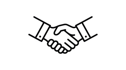 Obraz premium Simple line art illustration of two hands shaking in agreement and partnership