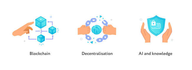 Set of illustrations concept with cryptocurrency. technology, coin, financial, business