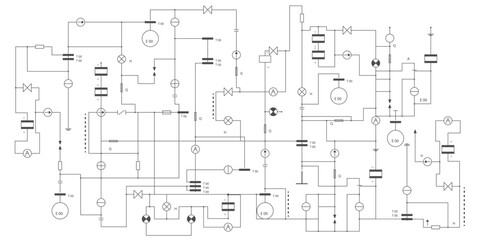 Electrical diagram. Technical drawing. Engineering industry. Vector illustration .